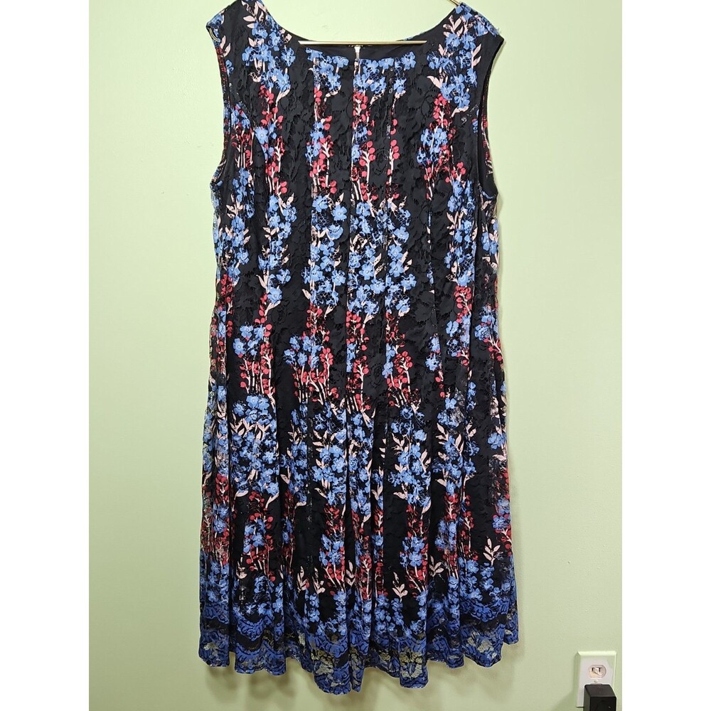 Roz & Ali Size 20 Black Blue Floral Lace Overlay Sleeveless Fit & Flare wedding